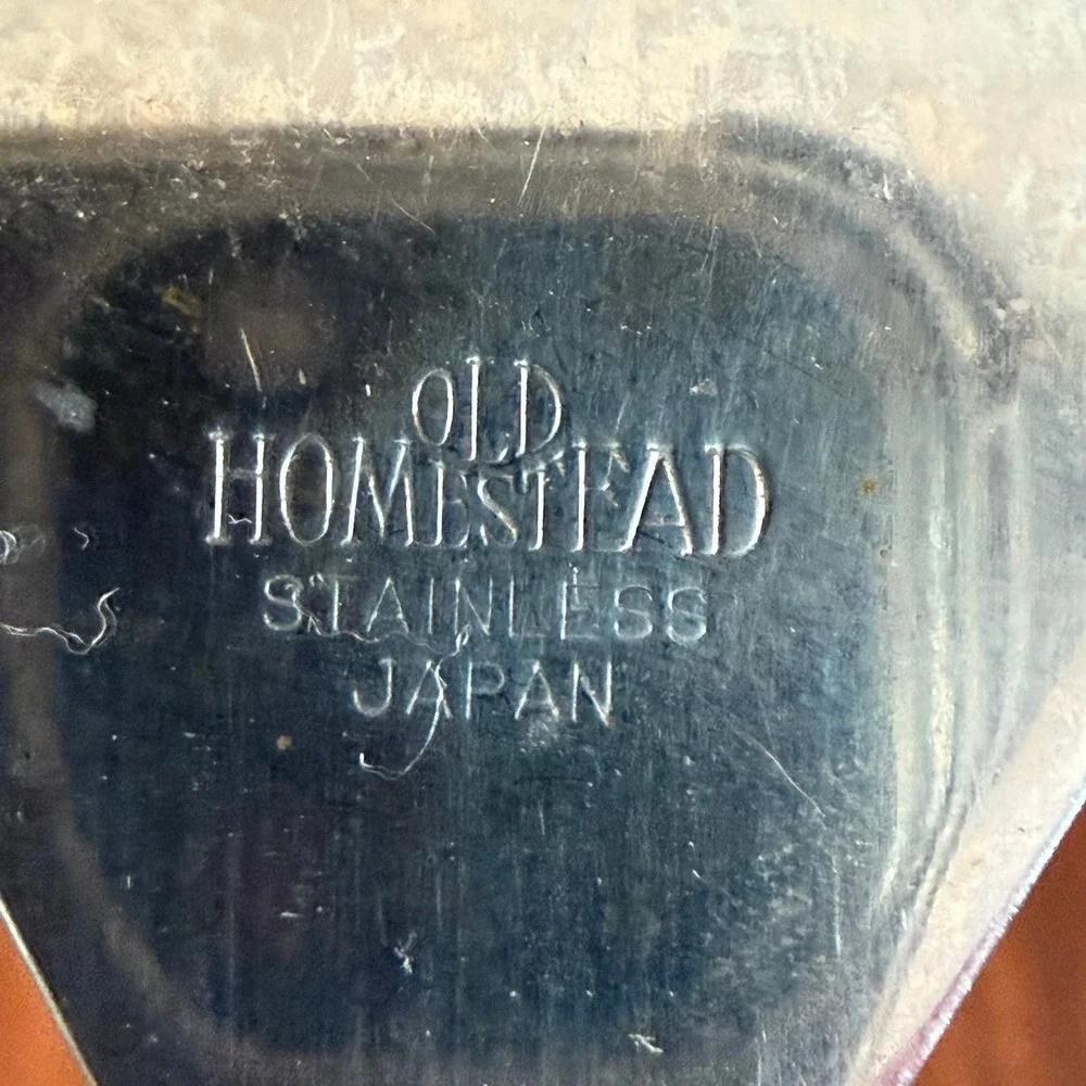 Vintage Old Homestead Stainless Serrated Spatula Wood Handle Japan